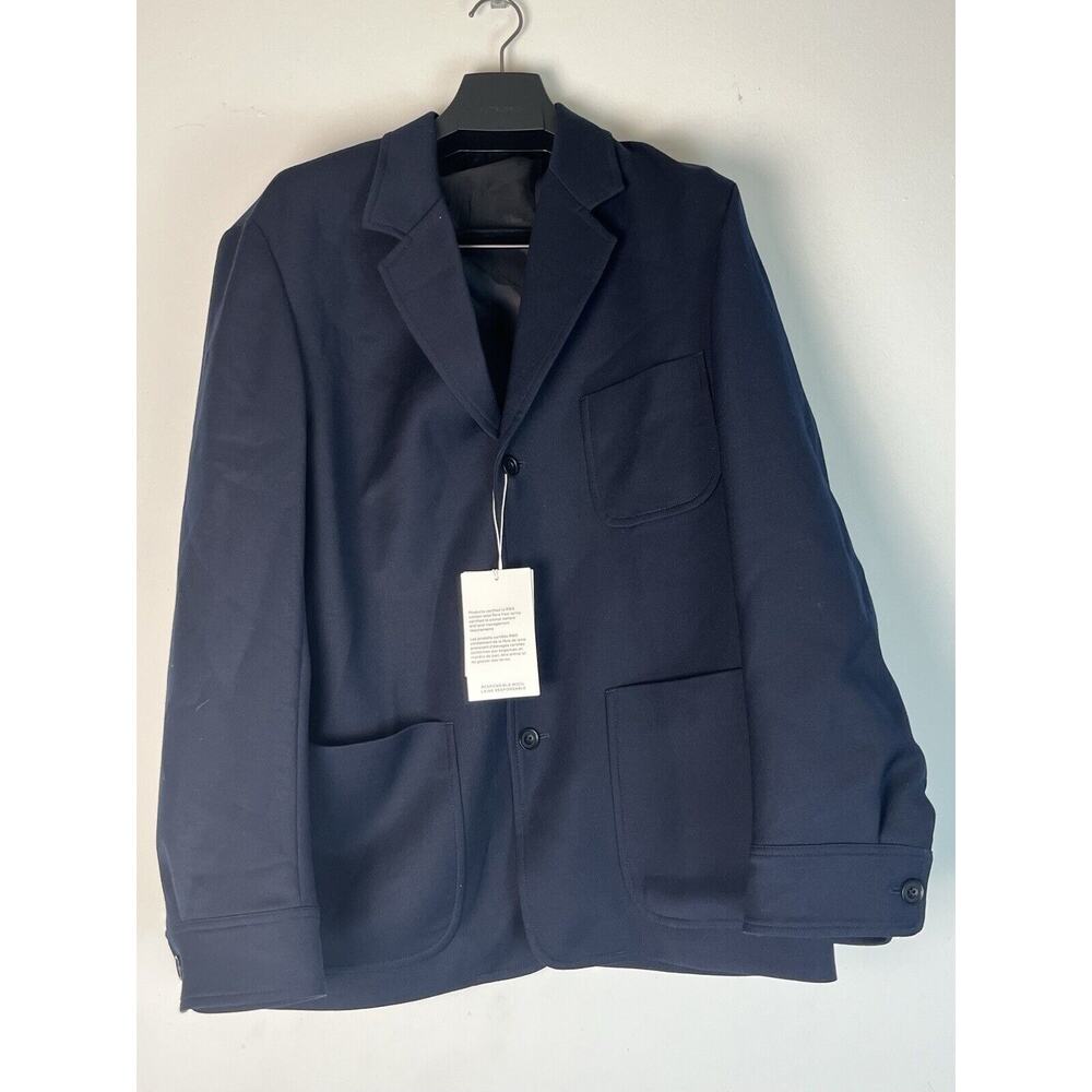 NWT COS Merino Wool Unstructured Blazer Size 40R $195 Navy Blue